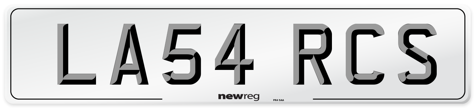 LA54 RCS Number Plate from New Reg